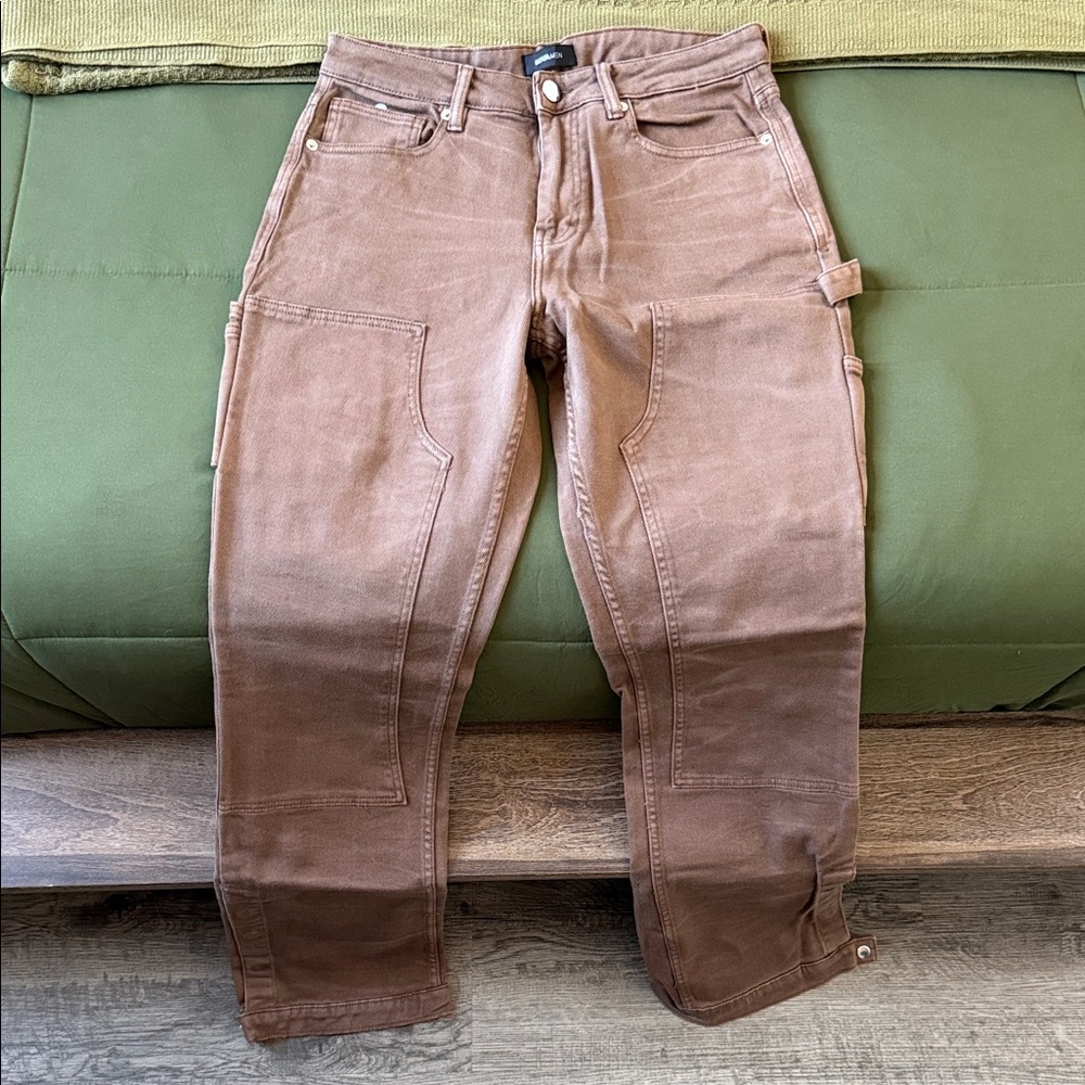 Fashion Nova Men's Brown Straight Carpenter Jeans